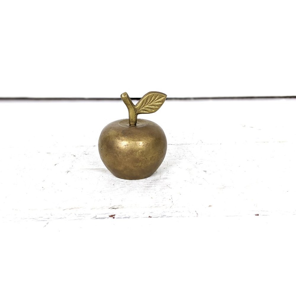 Vintage 1970's Brass Apple Bell Teacher 3 Inches Tall